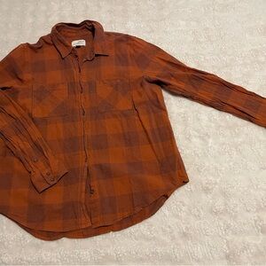 Universal Thread Women's Orange Plaid Button Down Shirt
